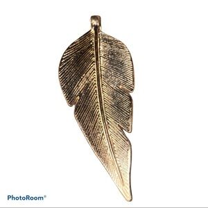18k brushed gold  tone plated leaf pendant